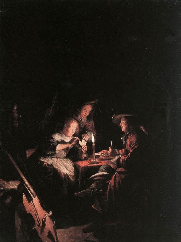 DOU, Gerrit Cardplayers at Candlelight dfg France oil painting art